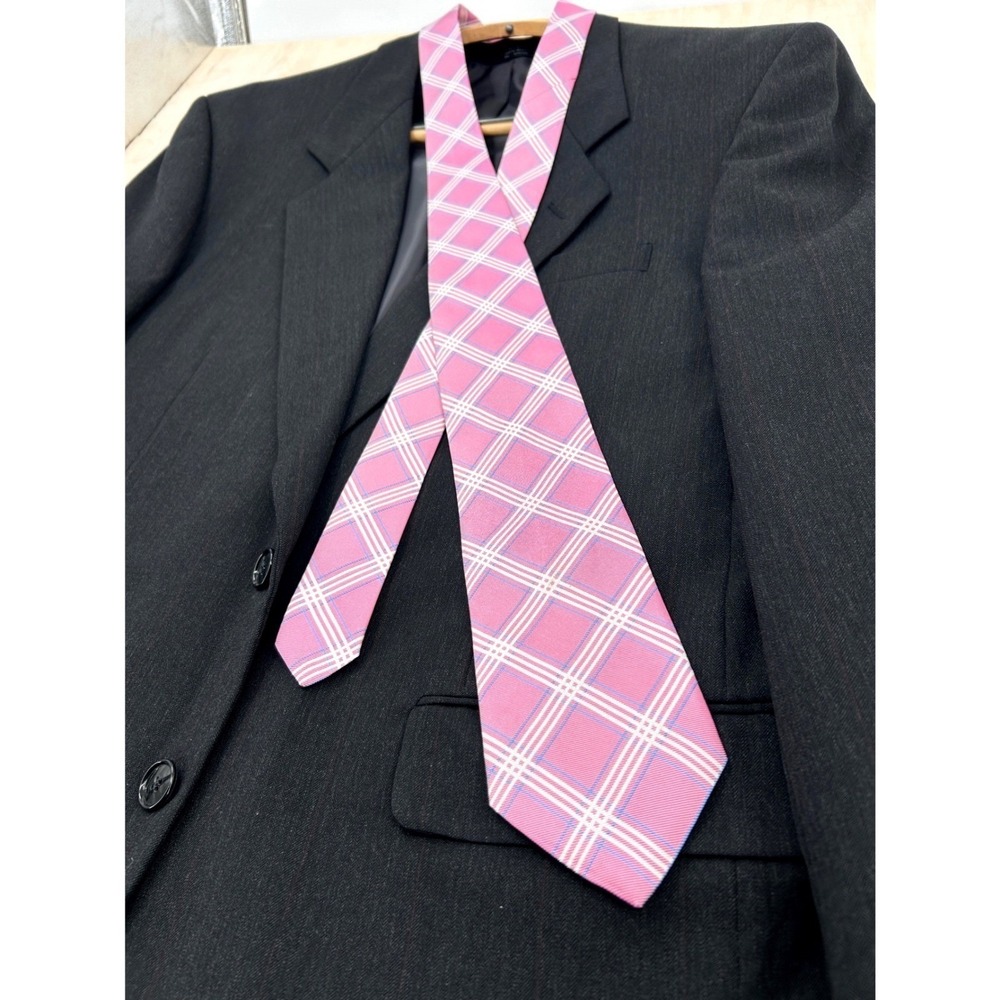 Brooks Brothers Pink Plaid Silk Tie Preppy Coastal Prep Old Money Tie Belt 3.25"